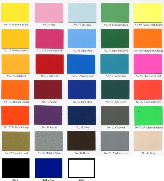 COLOR CHART for BULK DIE-CUT DECALS