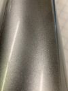 Close up metallic silver decal sticker