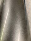 Close up metallic silver decal sticker