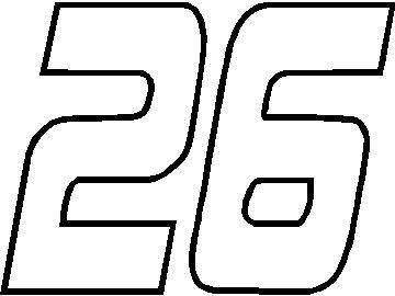 NASCAR Decals :: 26 Race Number Outline Decal / Sticker