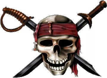 Caribbean Pirate Skull and Crossbones Cool Pirate Logo Sticker