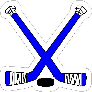 BLUE CROSSED HOCKEY STICKS AND PUCK DECAL / STICKER