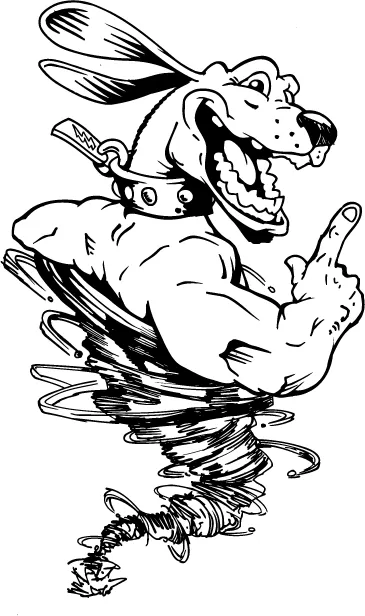 DOG TORNADO MASCOT DECAL / STICKER EN