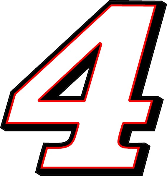 race number 4 decal sticker 3 color a