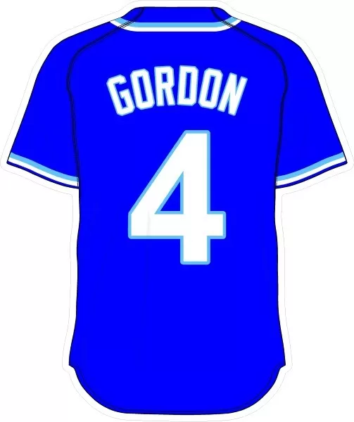 4 ALEX GORDON GRAY BASEBALL JERSEY KANSAS CITY ROYALS DECAL / STICKER