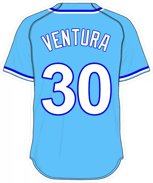 30 Yordano Ventura Royal Blue Jersey Decal / Sticker
