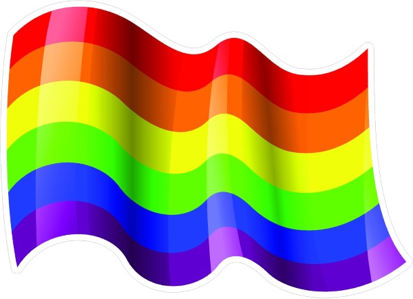 WAVING LGBT RAINBOW FLAG DECAL / STICKER 06