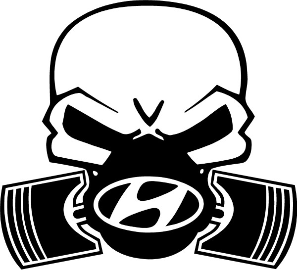 HYUNDAI PISTON GAS MASK SKULL DECAL / STICKER 03