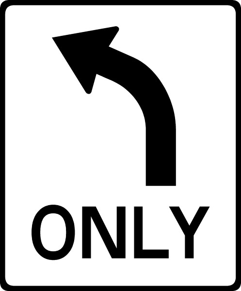 LEFT TURN ONLY DECAL / STICKER 01