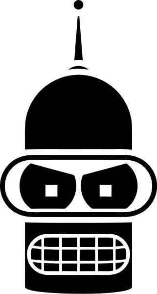 Bender Face Futurama Vinyl Decal Sticker|Cars Trucks Vans Walls Laptops  Cups | White | 5.5 In