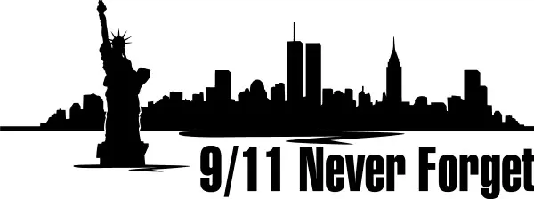 New York Skyline Silhouette 9/11 Never Forget Decal Sticker 02