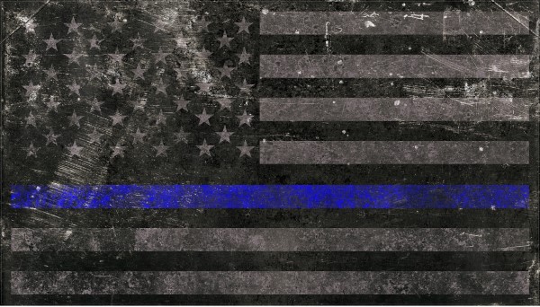 DISTRESSED THIN BLUE LINE AMERICAN FLAG DECAL / STICKER 63