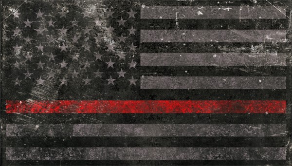 DISTRESSED THIN RED LINE AMERICAN FLAG DECAL / STICKER 66