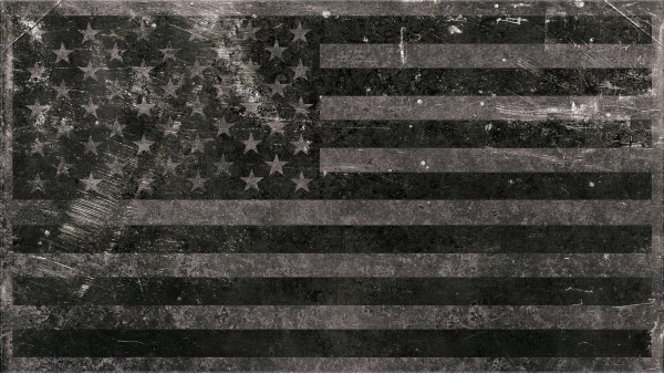 DISTRESSED BLACK AND GRAY AMERICAN FLAG DECAL / STICKER 69