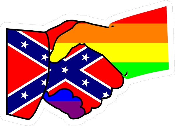 Confederate flag in gay pride colors