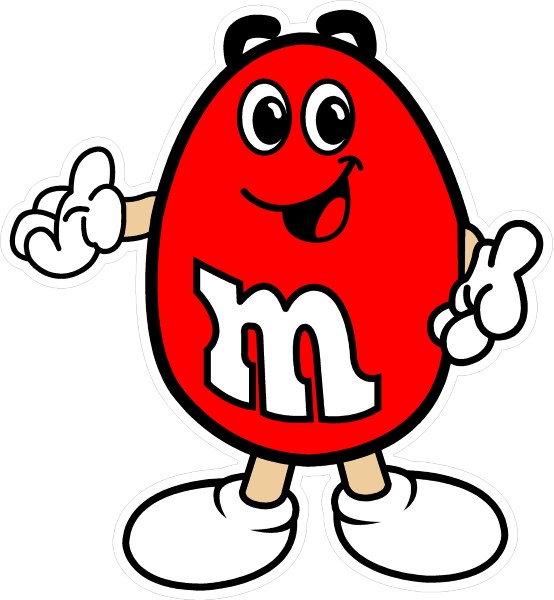 RED M&M DECAL / STICKER 14