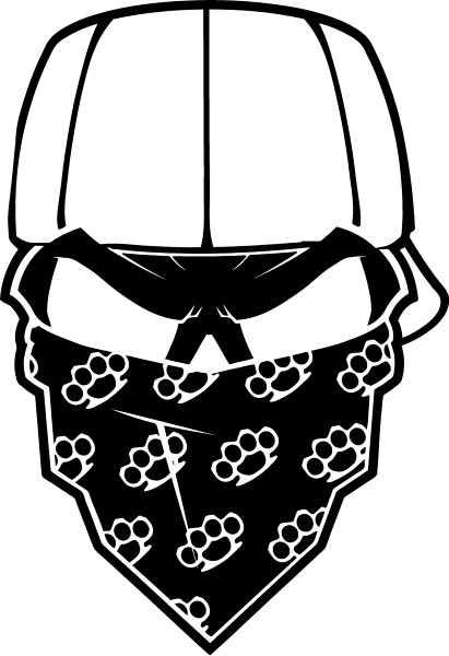 SKULL BRASS KNUCKLES BANDANA DECAL / STICKER 21