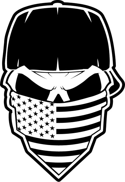 SKULL AMERICAN FLAG BANDANA DECAL / STICKER 36