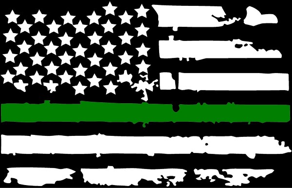 THIN GREEN LINE AMERICAN FLAG DECAL / STICKER 101