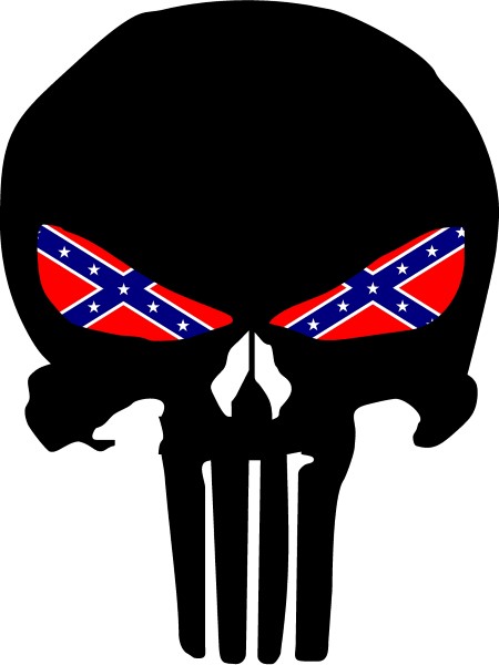 PUNISHER WITH CONFEDERATE FLAG EYES DECAL / STICKER 129