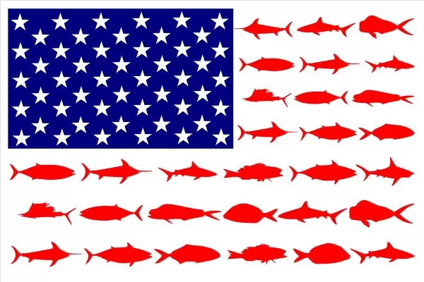 AMERICAN FLAG FISHING DECAL / STICKER 111