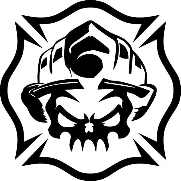 Firefighter Skull Decal Sticker 05