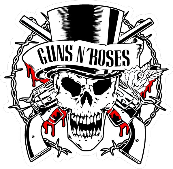 Bull Skull Guns Roses Revolver Gift Idea Car Bumper Vinyl Sticker Decal 5"X4" 