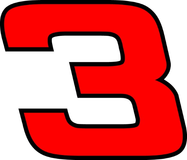 3 RACE NUMBER HEMIHEAD FONT 2 COLOR DECAL / STICKER d