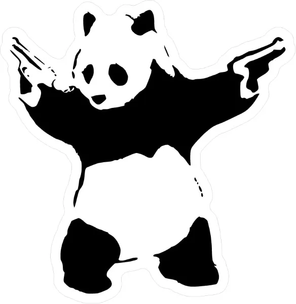 Banksy Panda With Guns Stick Em Up - Canvas Art