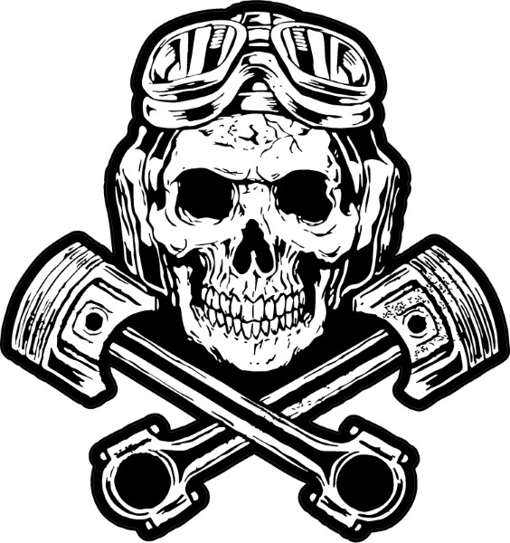 Piston Skull Decal / Sticker 01