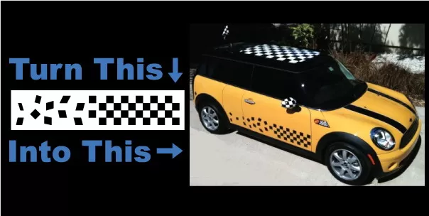 Custom checkered flag decal / sticker for a mini cooper