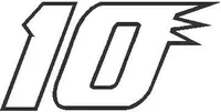 10 Race Number Outline Decal / Sticker