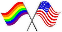 Crossed American and Rainbow LGBT Flags Decal / Sticker