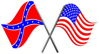 American and Confederate Crossed Flags Decal / Sticker