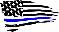 Weathered Thin Blue Line American Flag Decal / Sticker 123