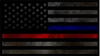 Distressed Thin Blue/Red Line American Flag Decal / Sticker 80