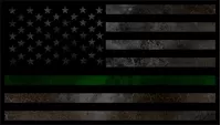 Distressed Thin Green Line American Flag Decal / Sticker 85