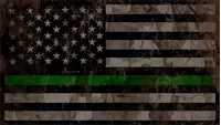 Distressed Thin Green Line American Flag Decal / Sticker 86