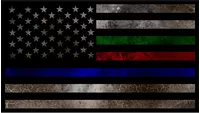 Thin Blue/Red/Green Line American Flag Decal / Sticker 91