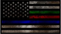 Thin Blue/Red/Green Line American Flag Decal / Sticker 91