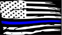 Weathered Thin Blue Line American Flag Decal / Sticker 98