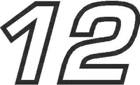 12 Race Number Euromode Bold Font Decal / Sticker