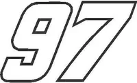 97 Race Number OUTLINE Nascar Decal / Sticker