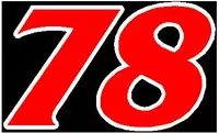 78 Race Number 2 Color Impact Font Decal / Sticker