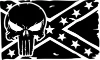 Weathered Punisher Confederate Flag Decal / Sticker 66