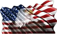 American Flag Waving Eagle Decal / Sticker 08