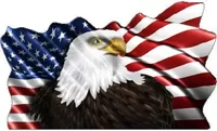American Flag Eagle Waving Decal / Sticker 09