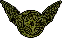 Black and Gold Winged Wheel Decal / Sticker 03