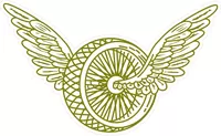 White and Gold Winged Wheel Decal / Sticker 04