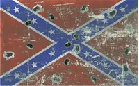 Rebel Confederate Flag Decal / Sticker With Bullet Holes 24